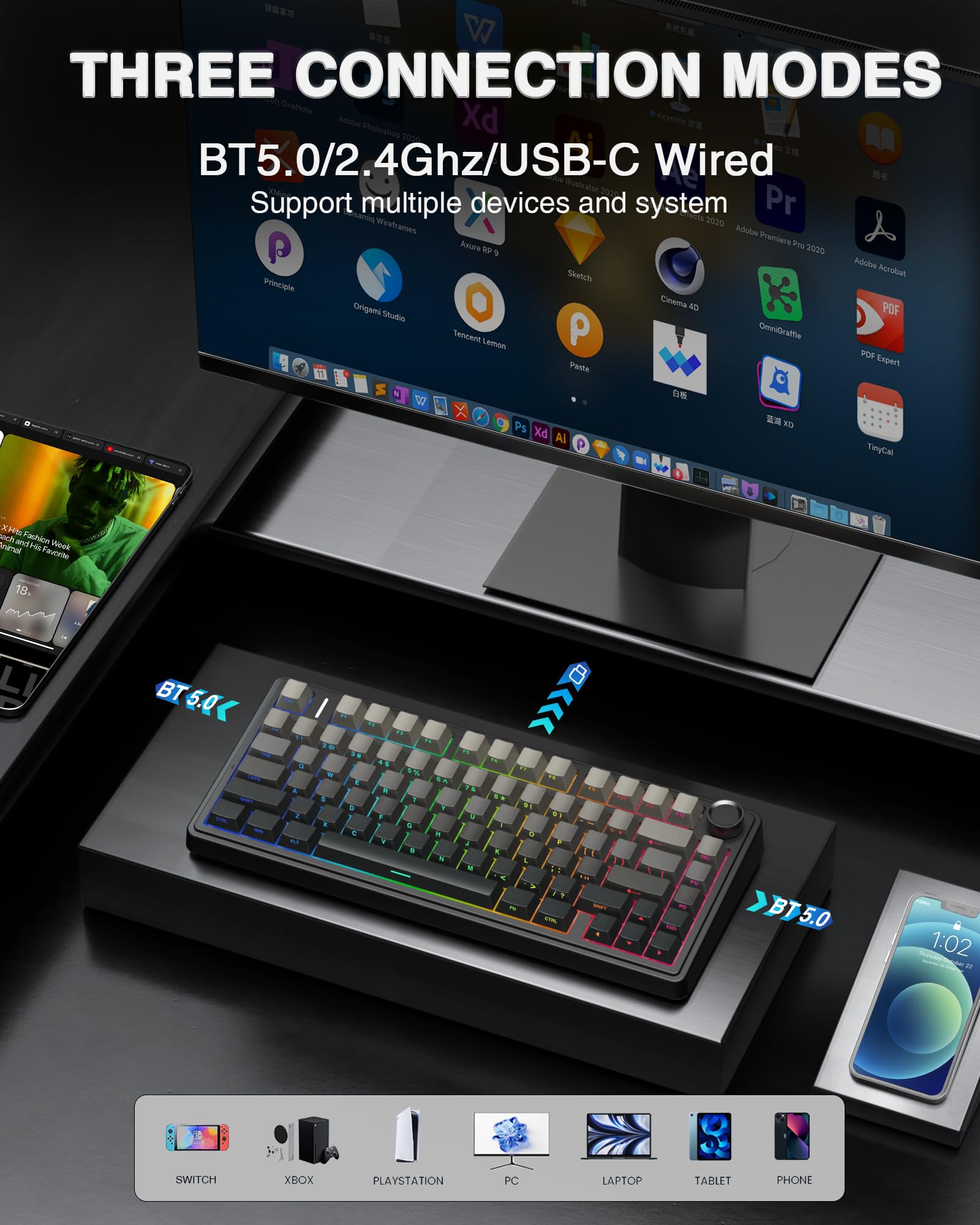 AULA F75 Pro Wireless Mechanical Keyboard thumbnail 3