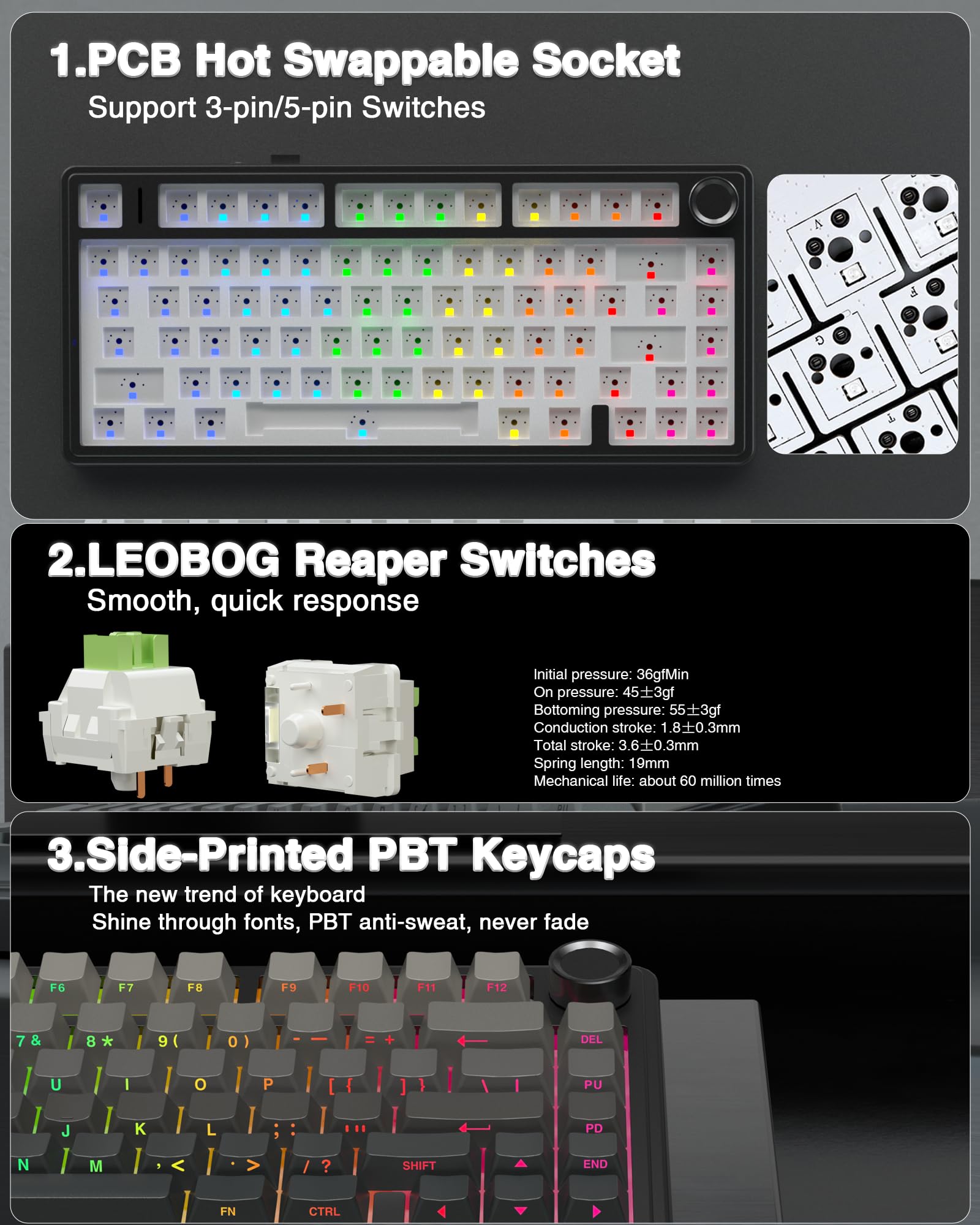 AULA F75 Pro Wireless Mechanical Keyboard thumbnail 5