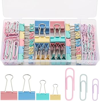 Assorted Paper Clips and Binder Clips Set