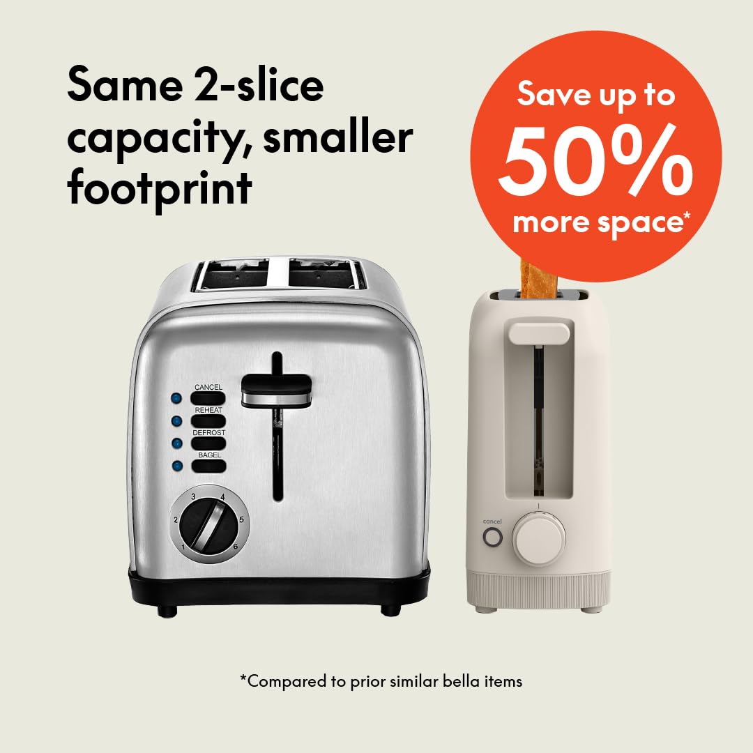 bella 2 Slice Slim Toaster, Fits-anywhere™ Kitchenware, 6 Setting Shade Control w/ thumbnail 2