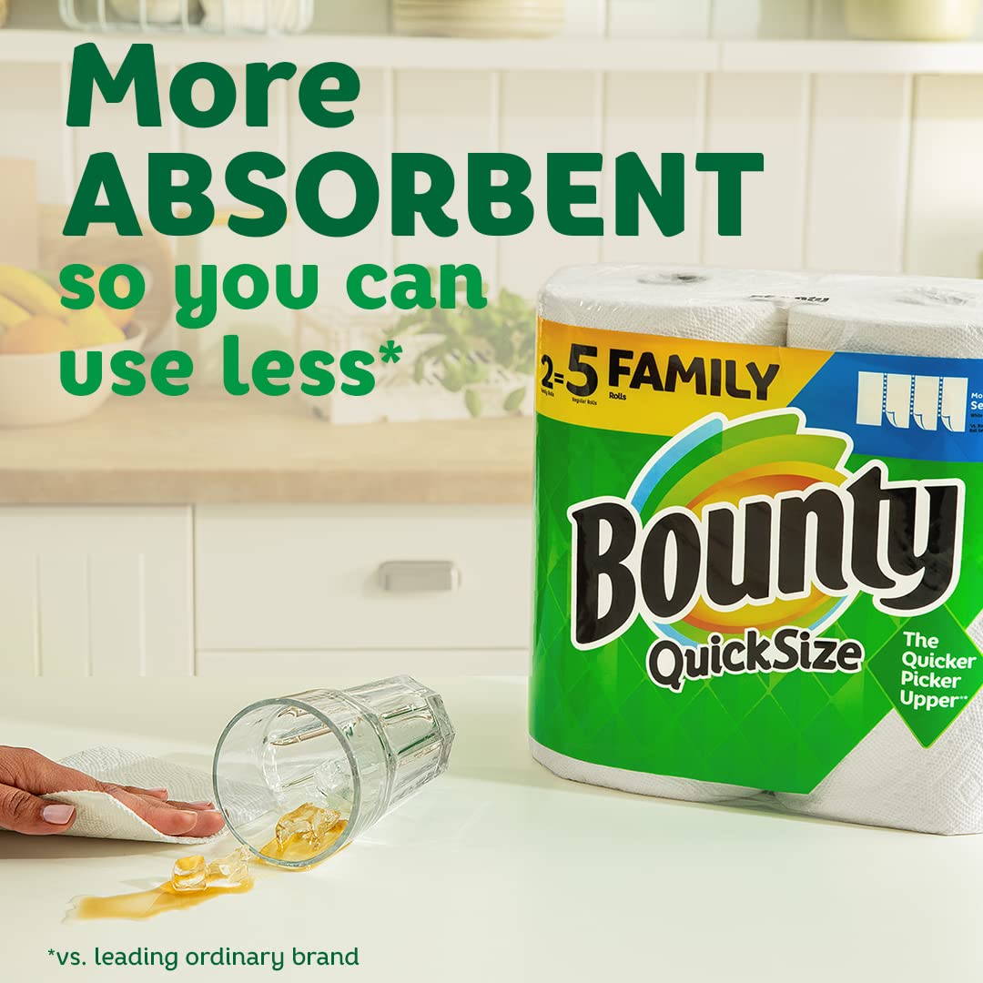 Bounty Paper Towels Quick Size, White, 16 Family Rolls = 40 Regular thumbnail 2