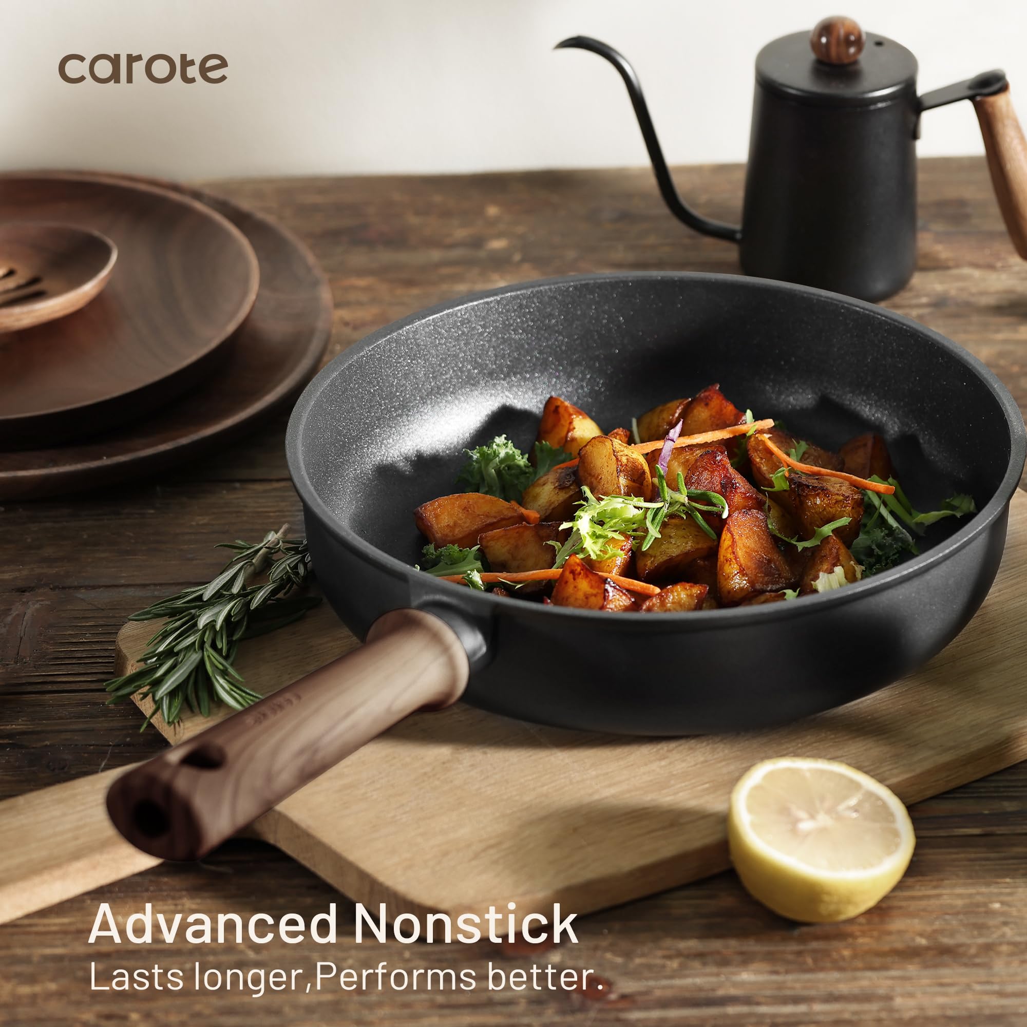 CAROTE Nonstick Pots and Pans, Induction Titanium Cookware Set 16pcs Kitchen Cooking thumbnail 3