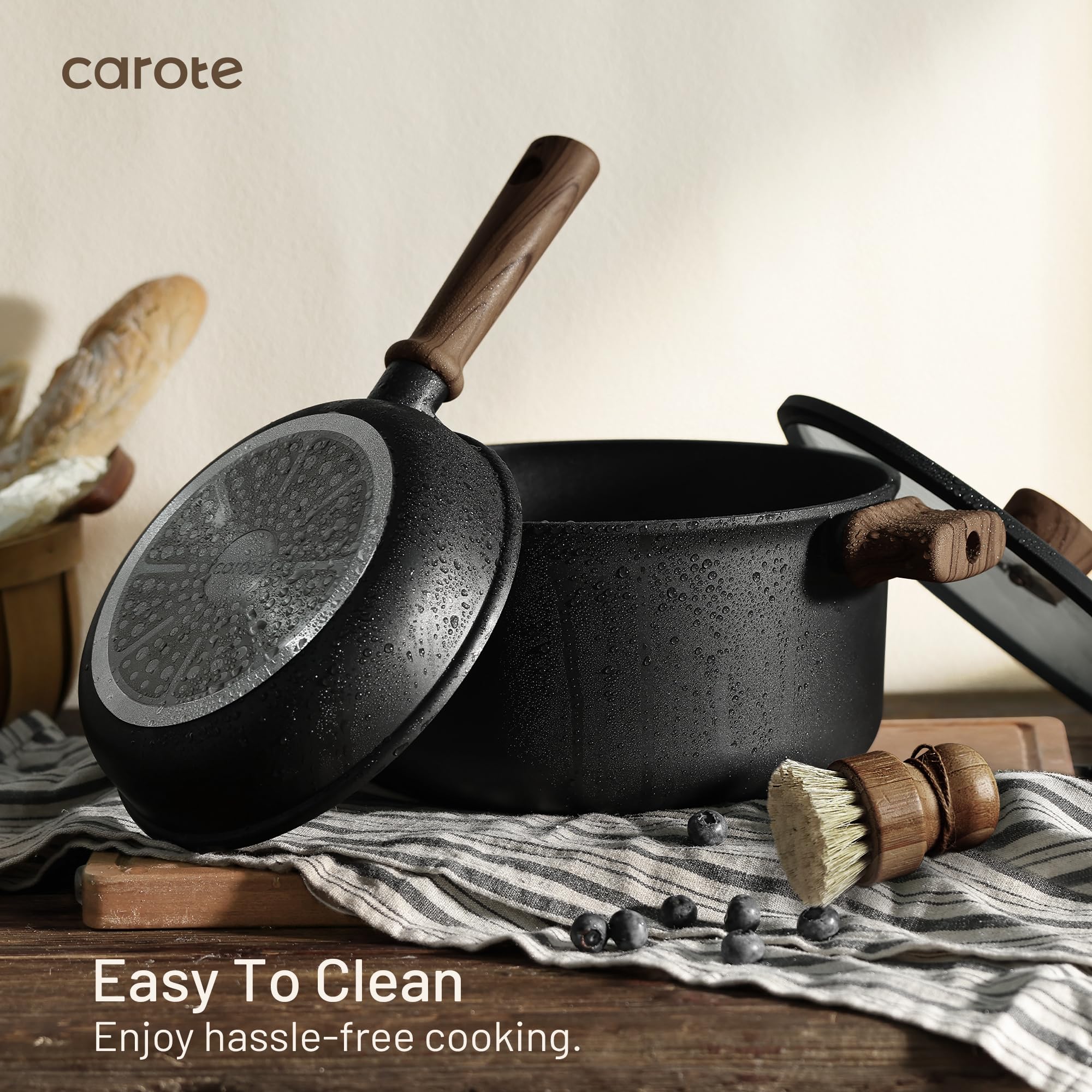 CAROTE Nonstick Pots and Pans, Induction Titanium Cookware Set 16pcs Kitchen Cooking thumbnail 4