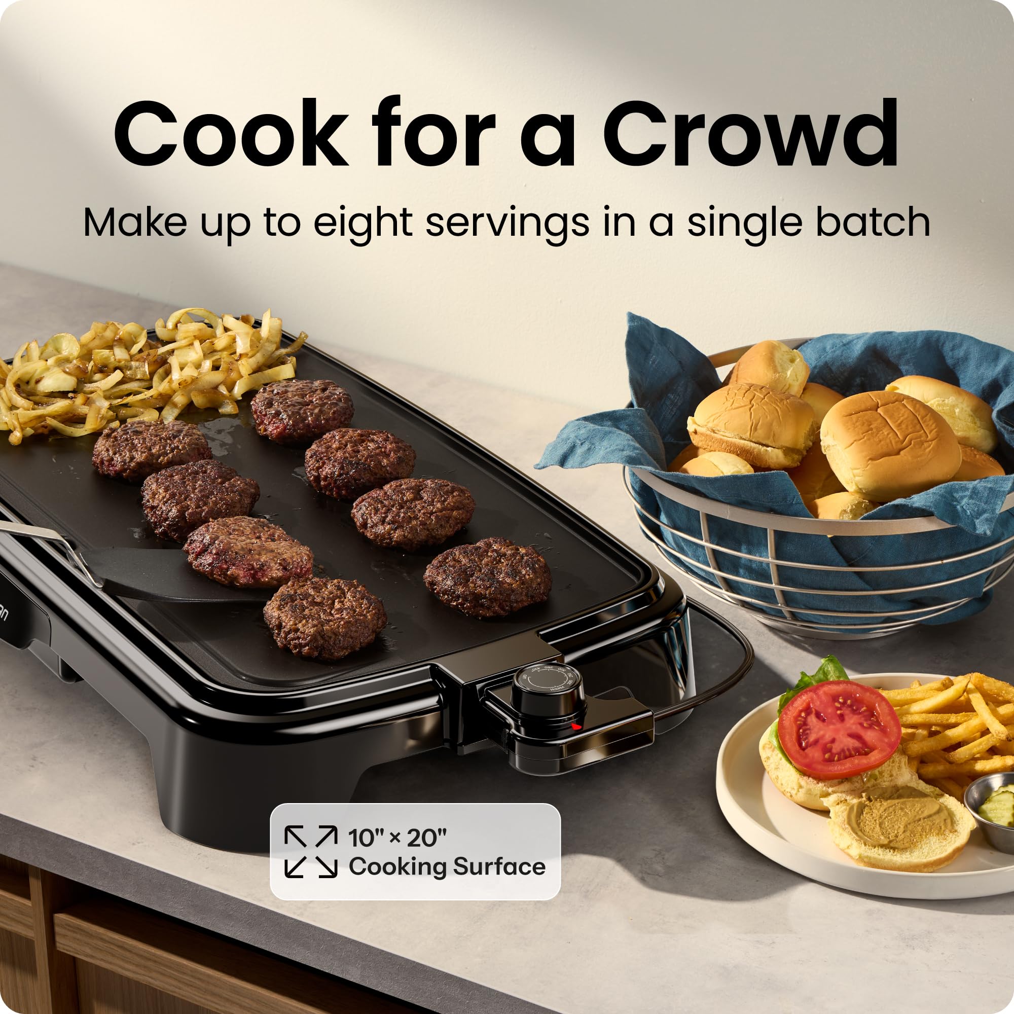 Chefman XL Electric Griddle w/ Removable Temperature Control, Immersible Flat Top Grill thumbnail 2