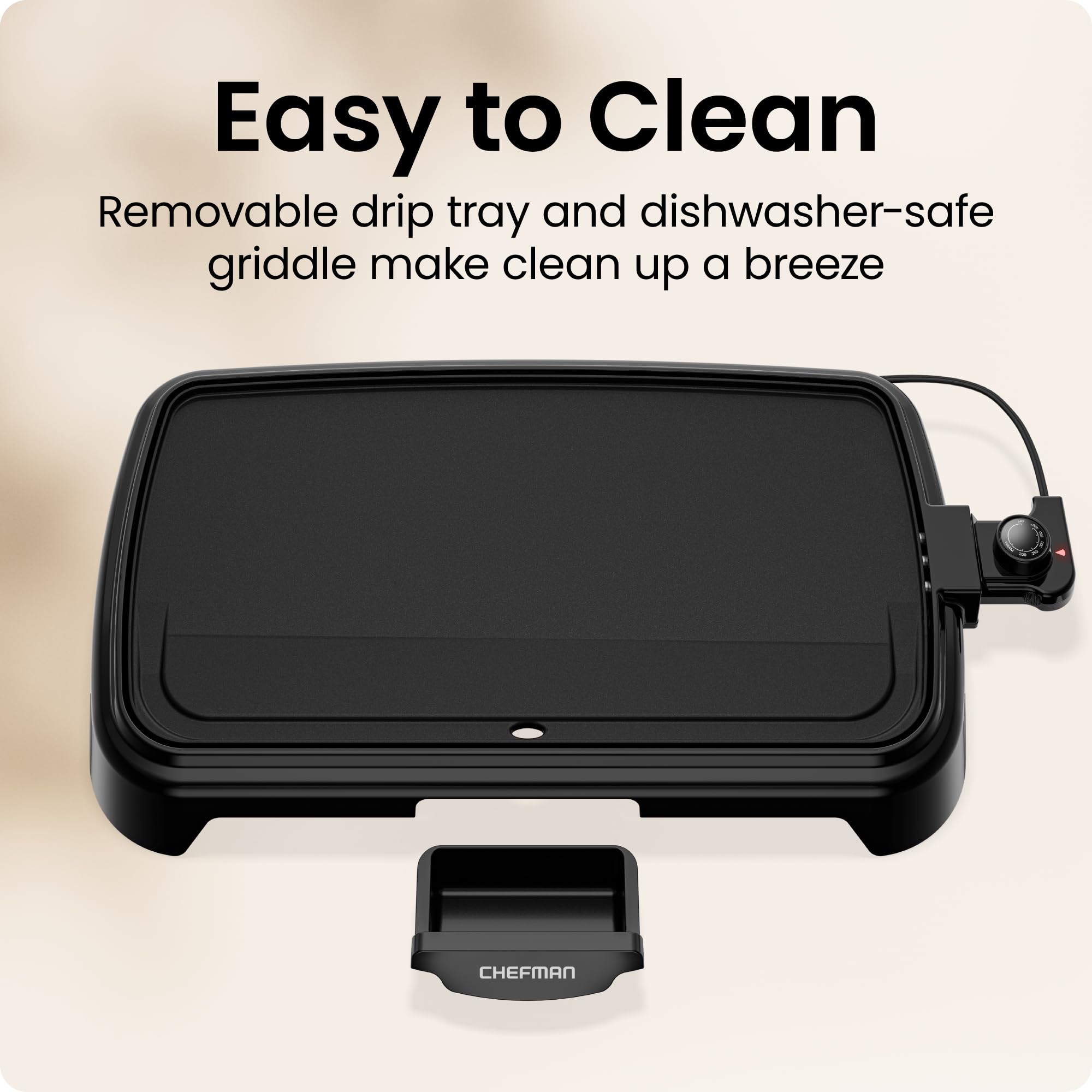 Chefman XL Electric Griddle w/ Removable Temperature Control, Immersible Flat Top Grill thumbnail 5