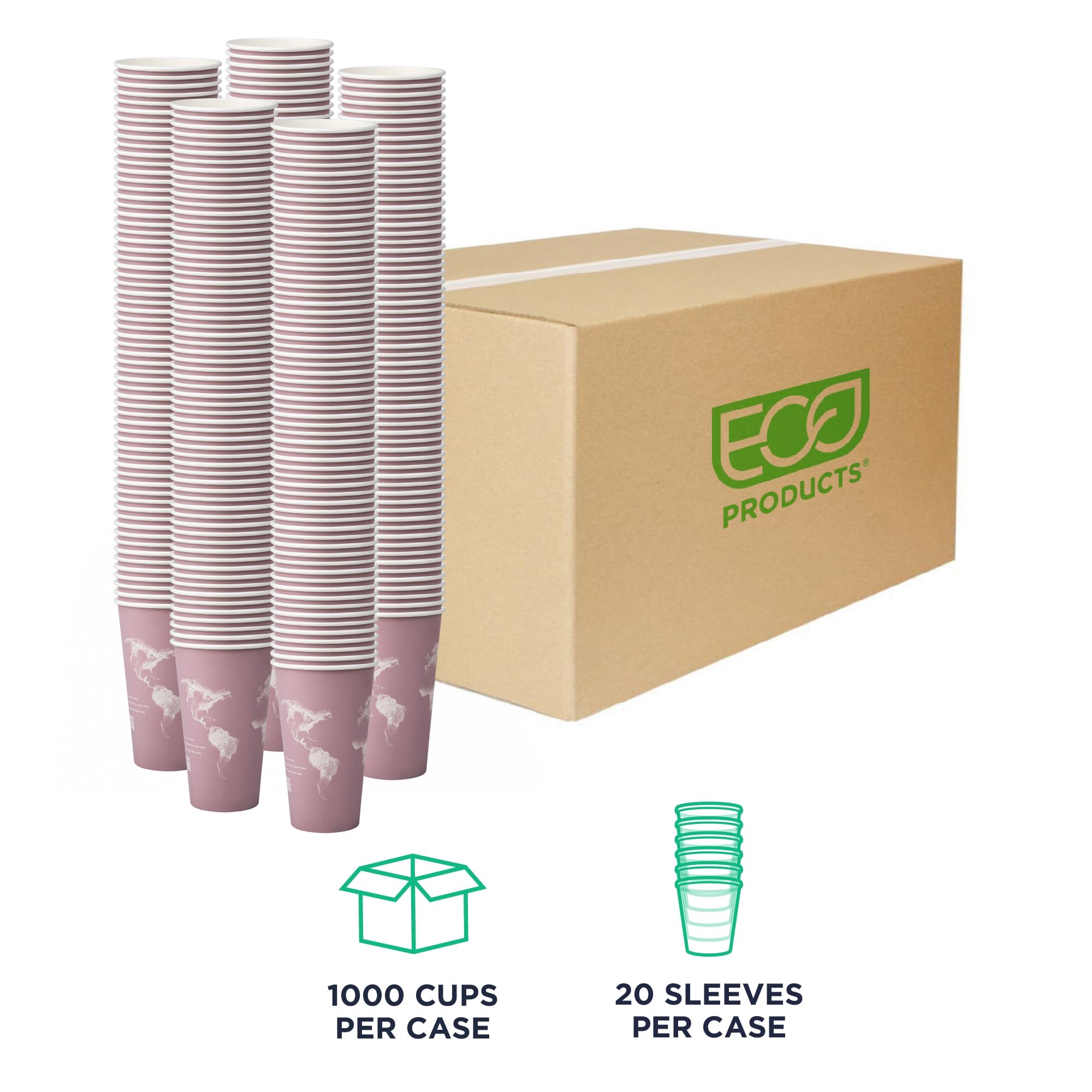 ECO PRODUCTS Compostable Disposable World Art 16oz Large Coffee Cups, Case of thumbnail 2