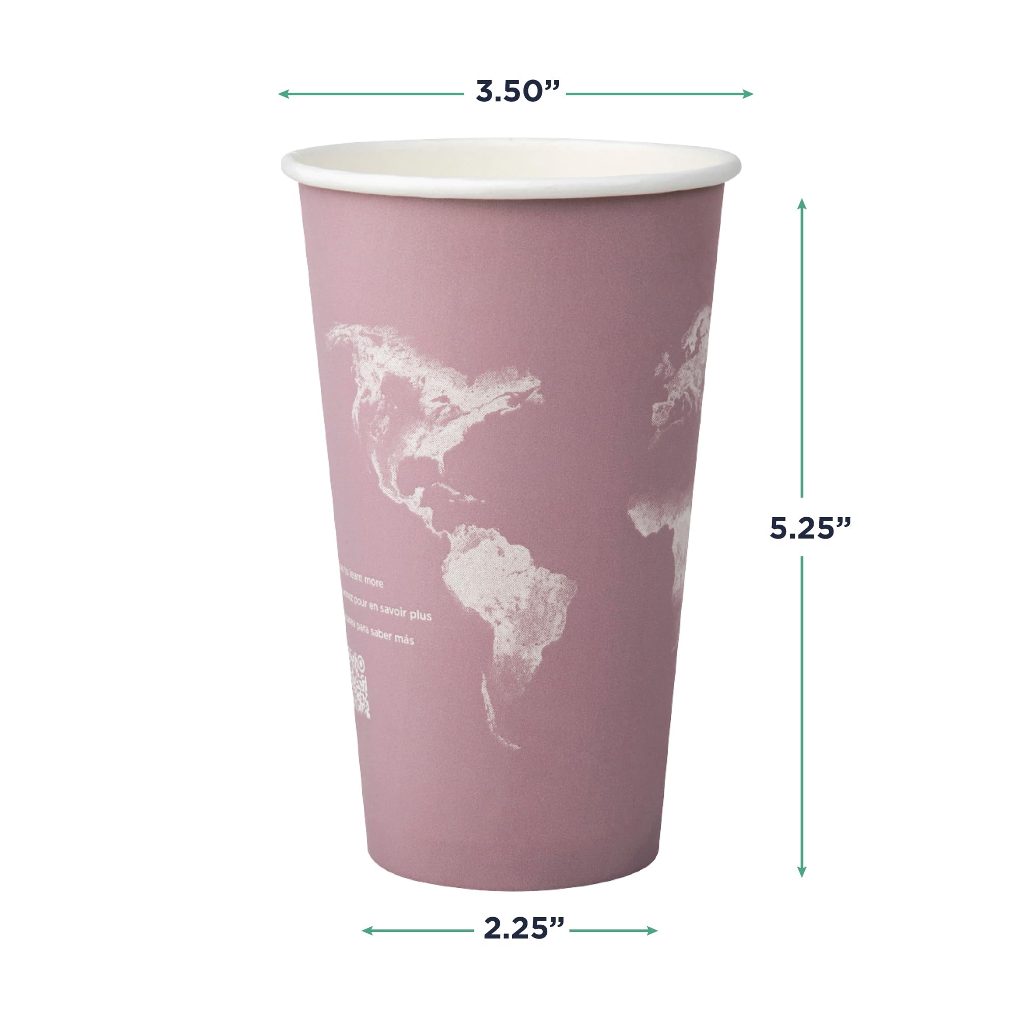 ECO PRODUCTS Compostable Disposable World Art 16oz Large Coffee Cups, Case of thumbnail 3