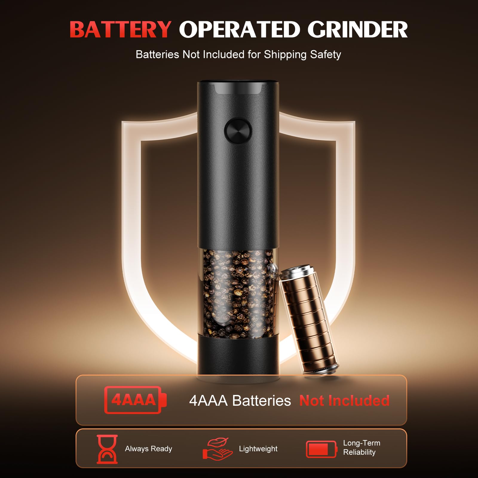 Electric Salt and Pepper Grinder Set Automatic Battery Pepper Mill Shakers Adjustable thumbnail 2