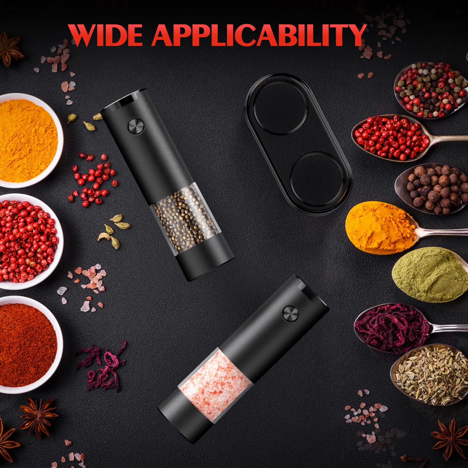 Electric Salt and Pepper Grinder Set Automatic Battery Pepper Mill Shakers Adjustable thumbnail 5
