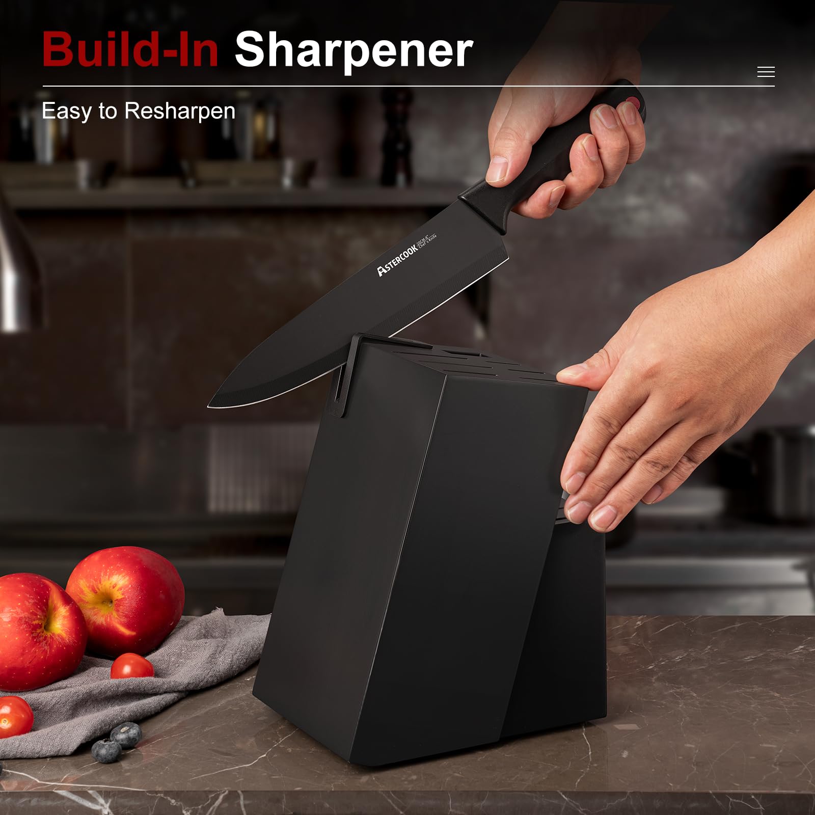 Knife Set, Astercook 15 Pieces Knife Sets for Kitchen w/ Block, Dishwasher thumbnail 4
