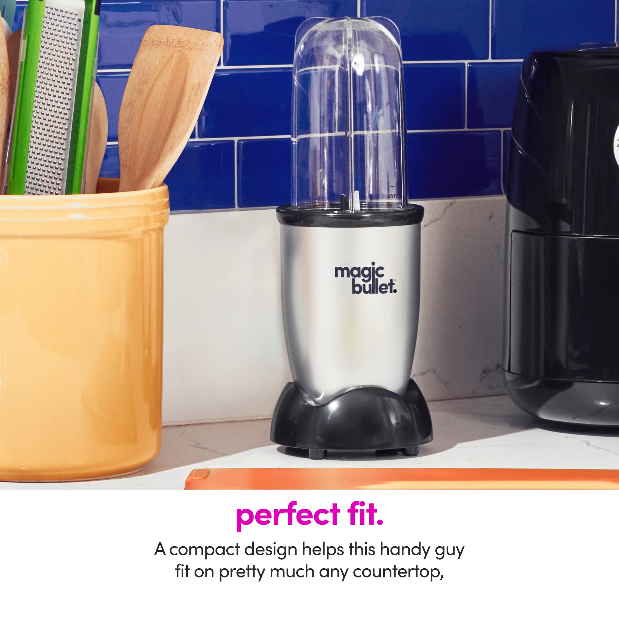 Magic Bullet Blender, Small, Silver, 11 Piece Set thumbnail 5