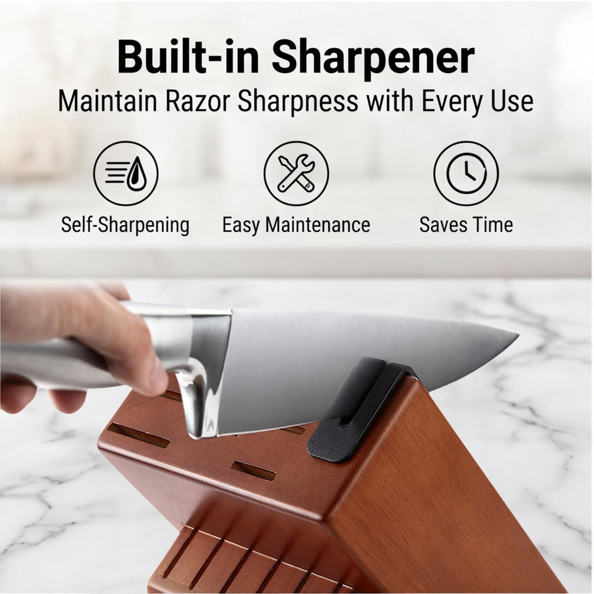 McCook® Knife Sets, German Stainless Steel Kitchen Knife Block Sets w/ Built-in thumbnail 3