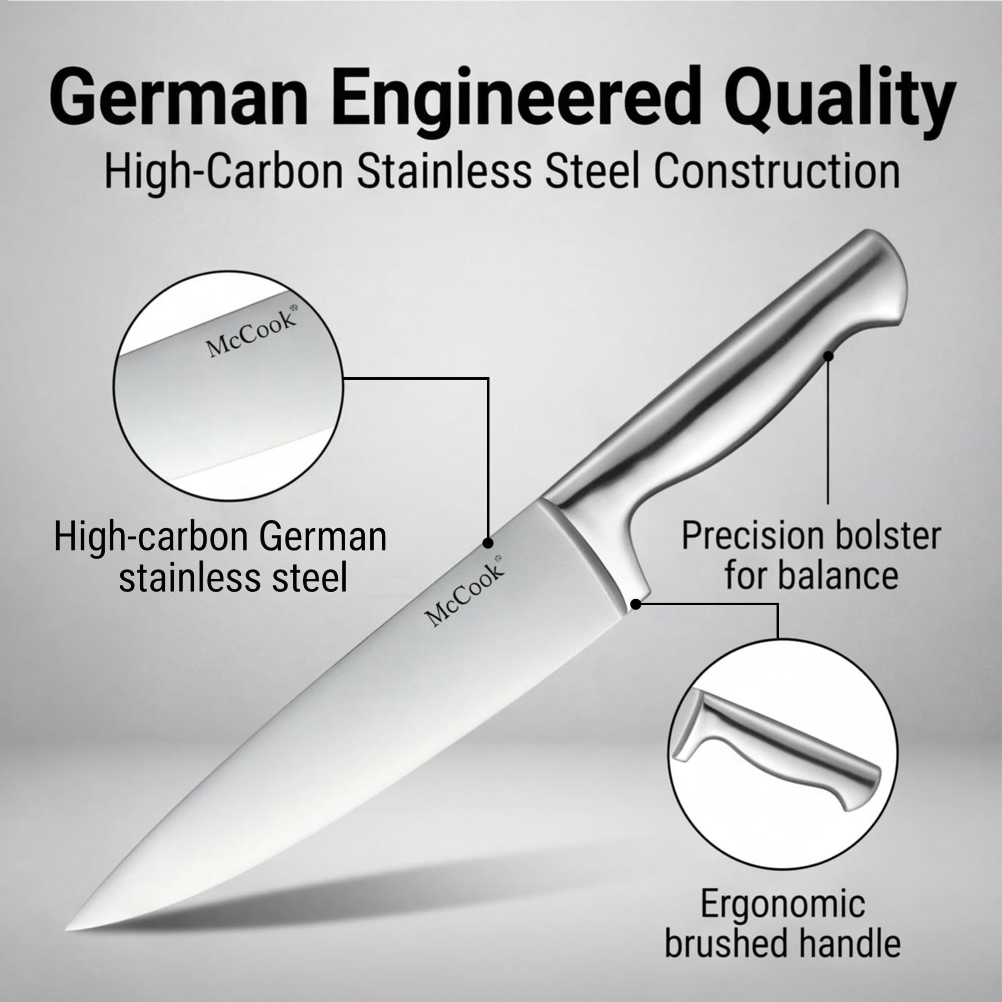 McCook® Knife Sets, German Stainless Steel Kitchen Knife Block Sets w/ Built-in thumbnail 4