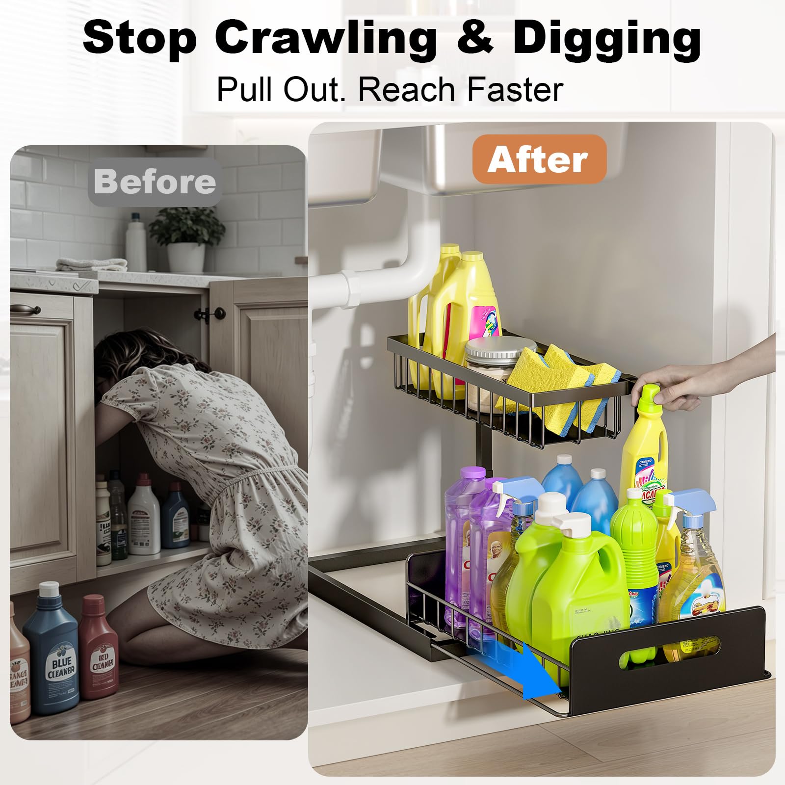 REALINN L-Shaped 2-Tier Under Sink Organizer thumbnail 4