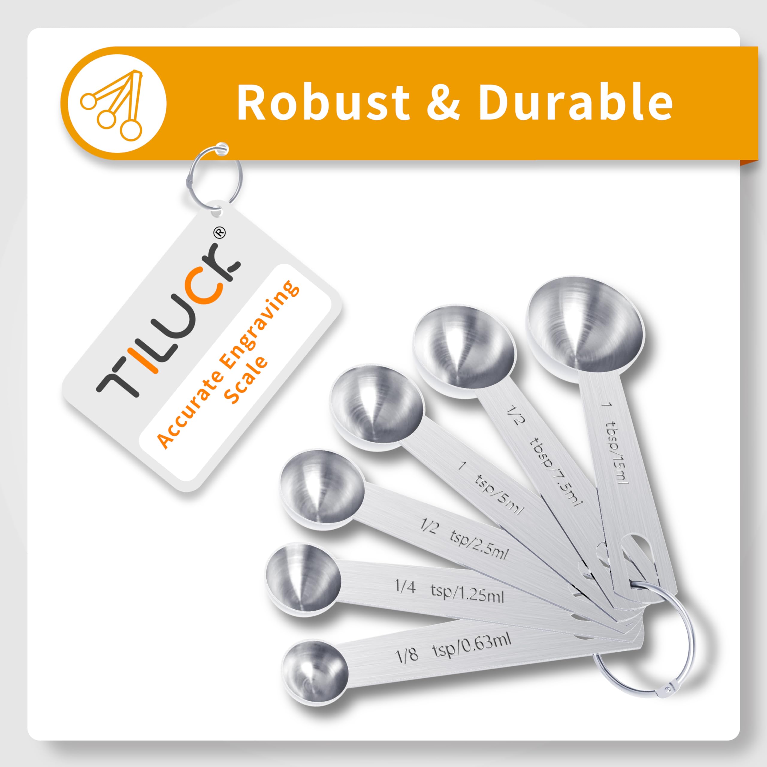TILUCK Stainless Steel Measuring Cups & Spoons Set, Cups and Spoons,Kitchen Gadgets thumbnail 3