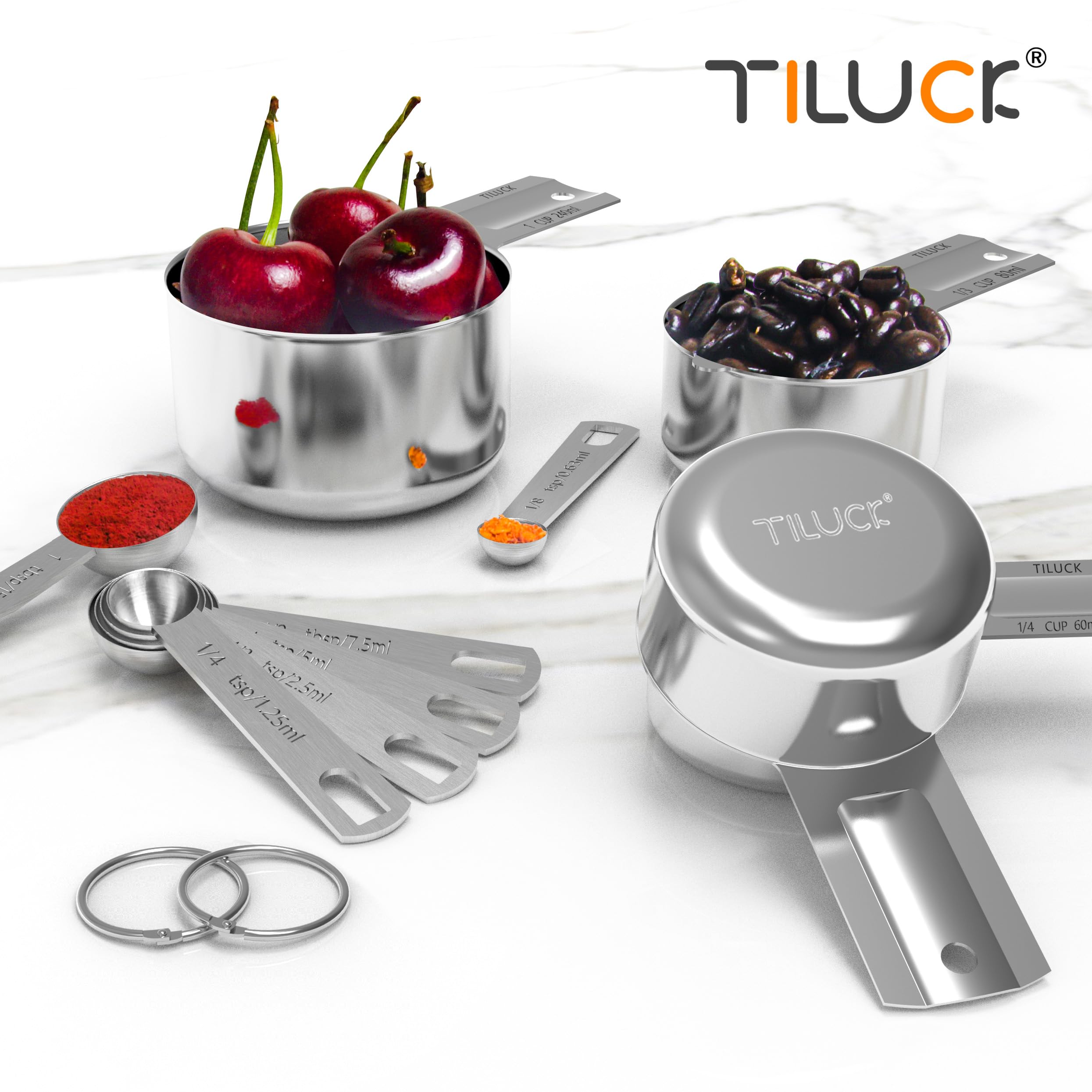 TILUCK Stainless Steel Measuring Cups & Spoons Set, Cups and Spoons,Kitchen Gadgets thumbnail 5
