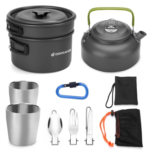 Odoland Camping Cookware Mess Kit with Kettle thumbnail 2