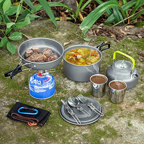Odoland Camping Cookware Mess Kit with Kettle thumbnail 3