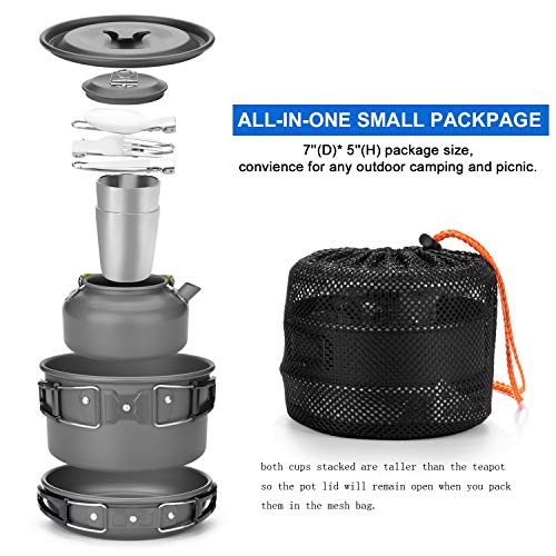 Odoland Camping Cookware Mess Kit with Kettle thumbnail 4